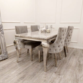 Kensington Beige Fabric Dining Chairs with Chrome Legs – Set of 4