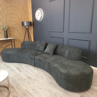 Ted Baker Miami Curved Cinema Boucle Sofa – Sculptural Design in 6 Colourways - Black