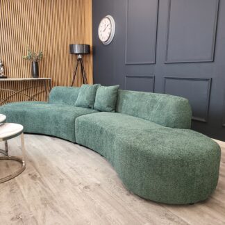 Ted Baker Miami Curved Cinema Boucle Sofa – Sculptural Design in 6 Colourways - Emerald Green