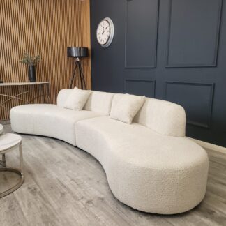 Ted Baker Miami Curved Cinema Boucle Sofa – Sculptural Design in 6 Colourways - Oatmeal Beige
