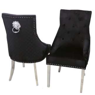 Bentley Furniture Chrome Velvet Dining Chair - Black Velvet