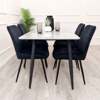 Village Titus Black Dining Table with Sintered Stone Top – 140cm Compact Design
