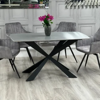 New York Grey Stone Top Dining Table – 140cm