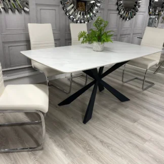 New York 140cm White Stone Top Dining Table