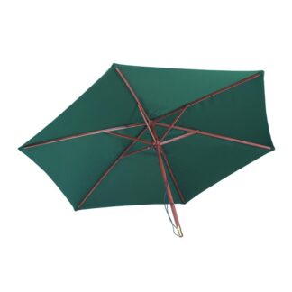 2.7m Green Wooden Market Parasol with Air Vent | Heavy-Duty Chinese Hardwood Pole & 160g Polyester Canopy