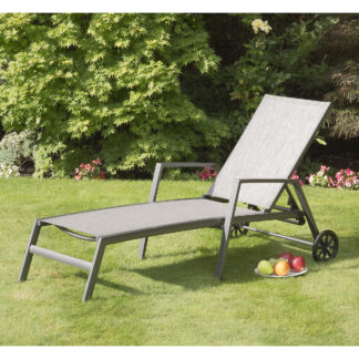 Adrano Aluminium & Textelene Sunlounger with Wheels
