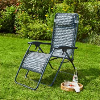 Polkadot Monochrome Print Padded Lounger – Foldable Garden Recliner with Headrest