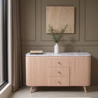 Luna Natural Marble & Wood Extra Large Sideboard
