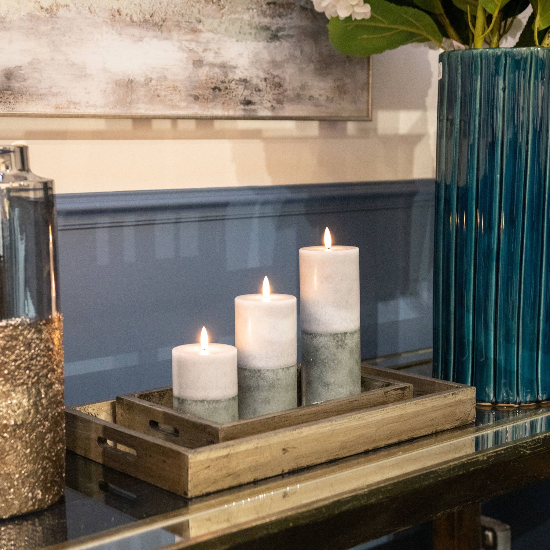 Luxe Collection Natural Glow 3x8 Stone LED Wax Candle - Image 3