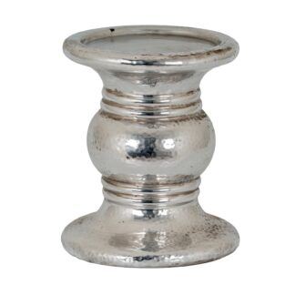 Silver Punch Faced Ceramic Candle Holder