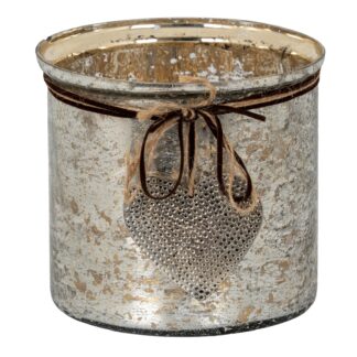 Mercury Hammered Heart Large Candle Holder
