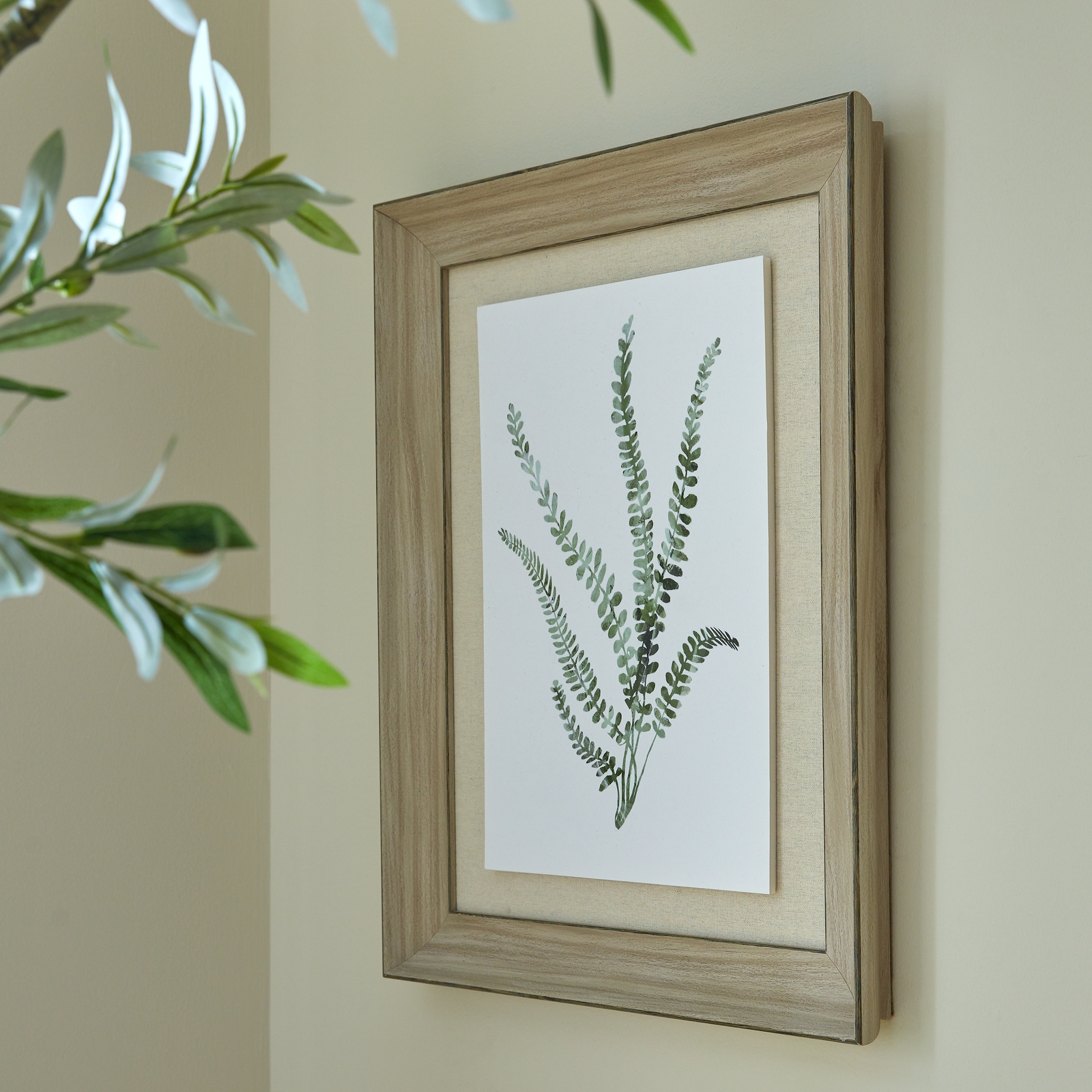 Watercolour Delicate Fern In Washed Wood Frame - Image 4